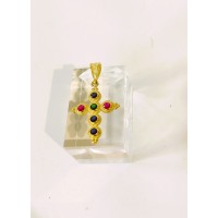 Ασημένιος σταυρός επίχρυσος βυζαντινός με ζιργκόν (SCR40)